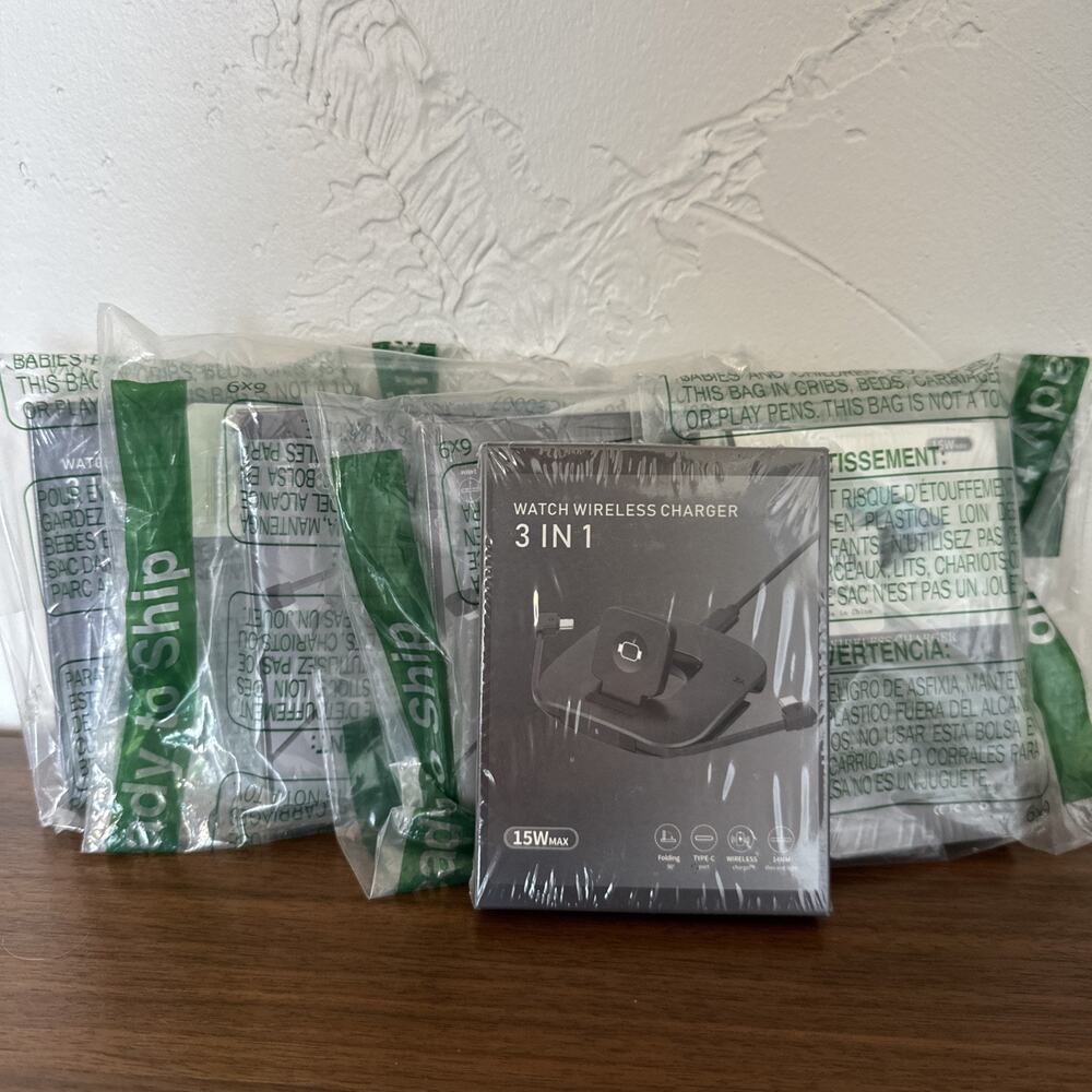 Lot of 5, 3-in-1 Apple Watch/Headphones Wireless Chargers (New)